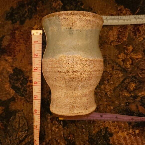 Artisan art ceramic vase, handmade, blue, brown, white glazing, NWOT - Picture 6 of 9